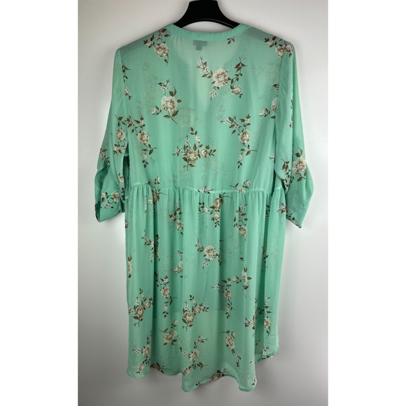Torrid Lexie Floral Sheer Chiffon Babydoll Tunic Top Mint Green Plus Size 3X - Picture 9 of 12